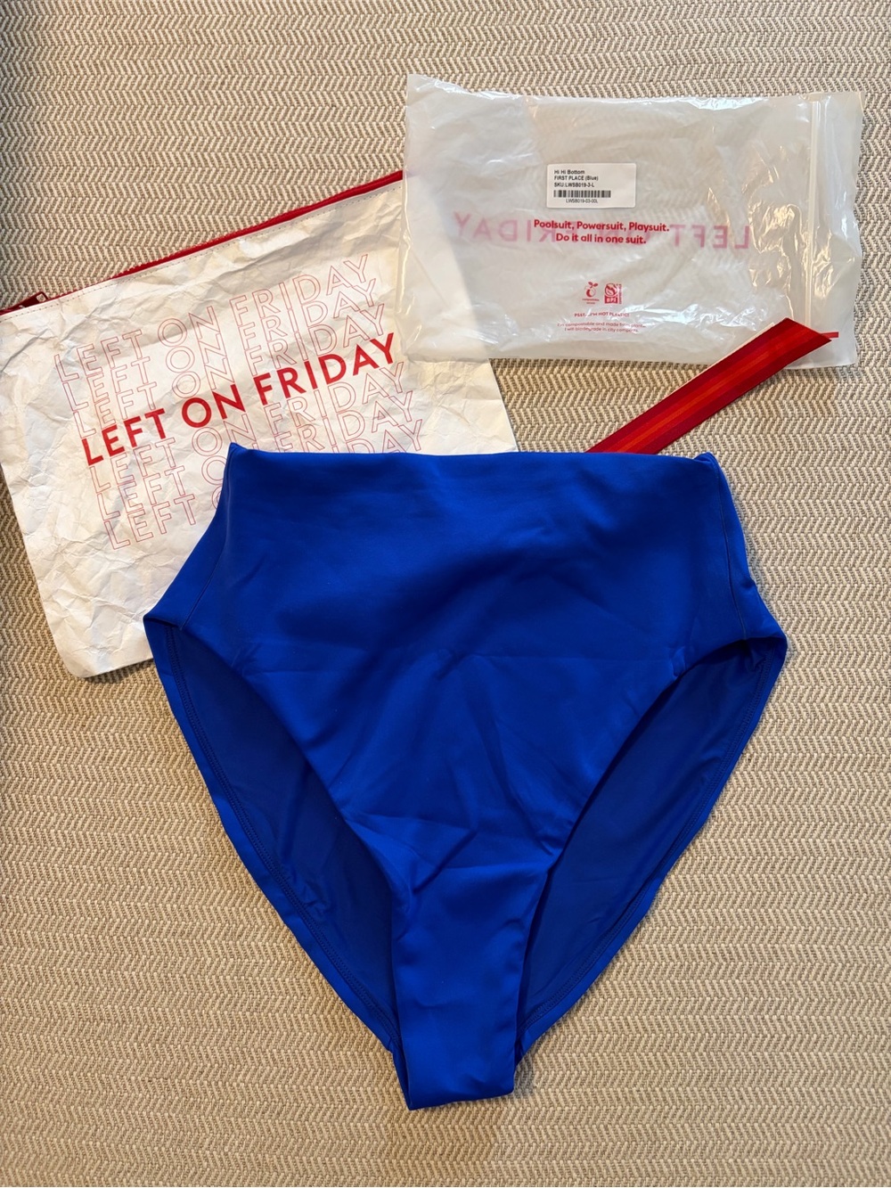 Left On Friday Vivid Blue Scoop Bikini Top & High-Cut Bottoms - Picture 11 of 12